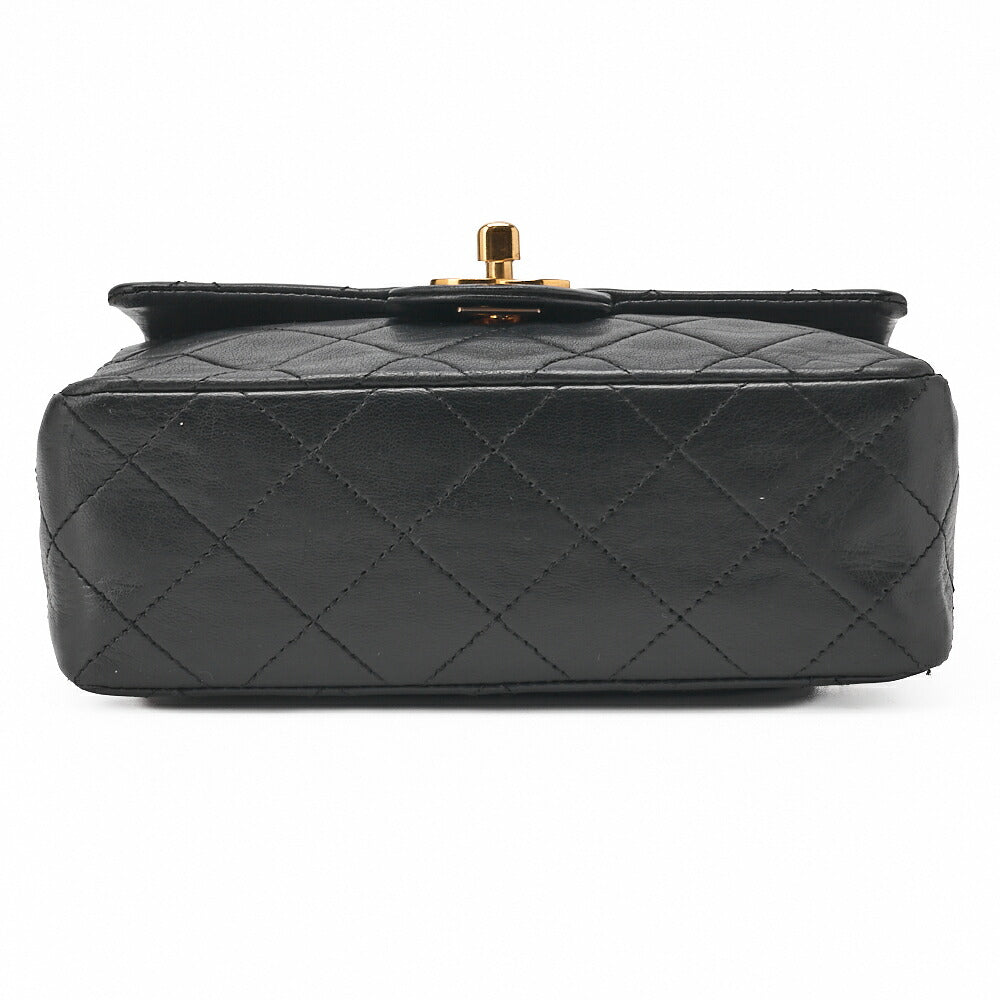 CHANEL Chain Shoulder Bag Mini Matelasse 18cm Lambskin Black Single Flap Turnlock Gold-Tone Hardware, Pre-Owned