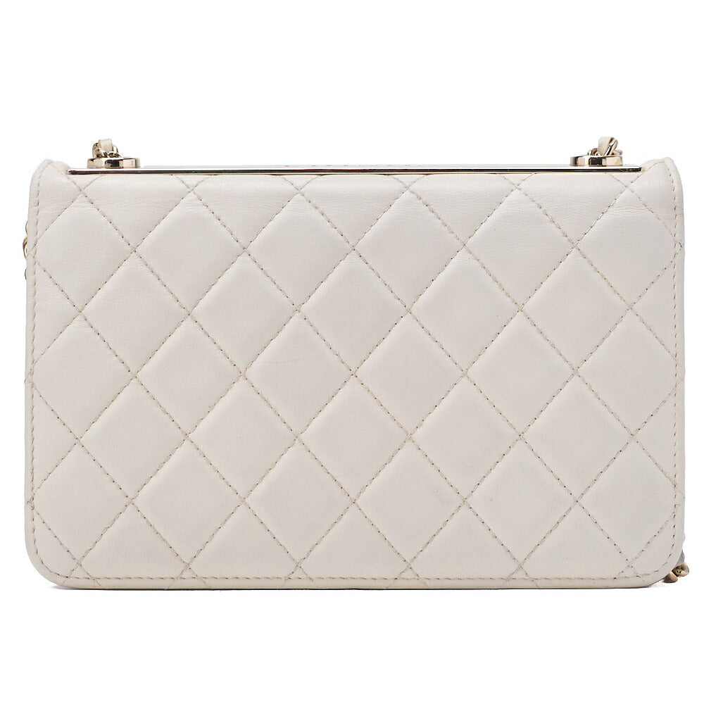 CHANEL Chain Wallet Trend CC Matelasse Lambskin White Gold-Tone Hardware, Pre-Owned