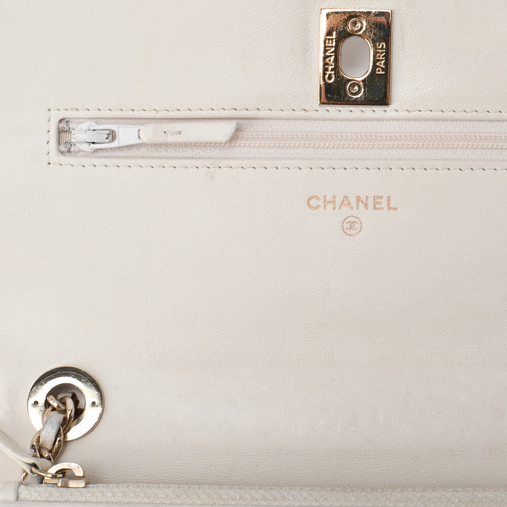 CHANEL Chain Wallet Trend CC Matelasse Lambskin White Gold-Tone Hardware, Pre-Owned