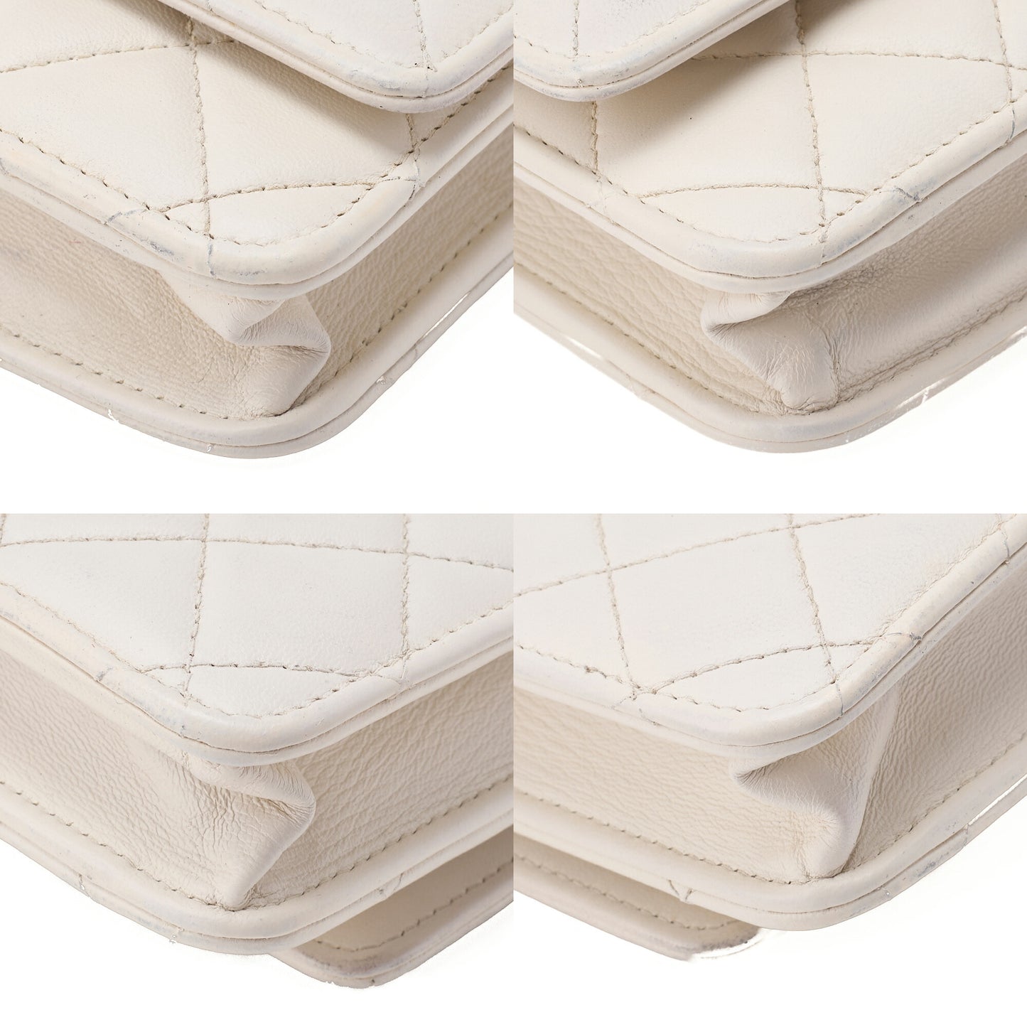 CHANEL Chain Wallet Trend CC Matelasse Lambskin White Gold-Tone Hardware, Pre-Owned