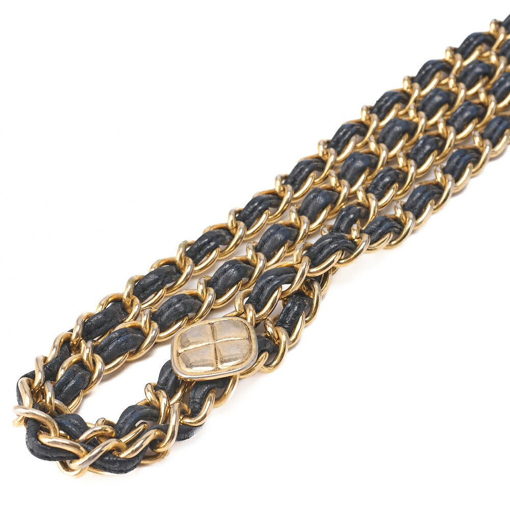 CHANEL Chain Shoulder Matelasse Coco Mark Fringe Large Size Lambskin Navy Gold-Tone Hardware, Pre-Owned