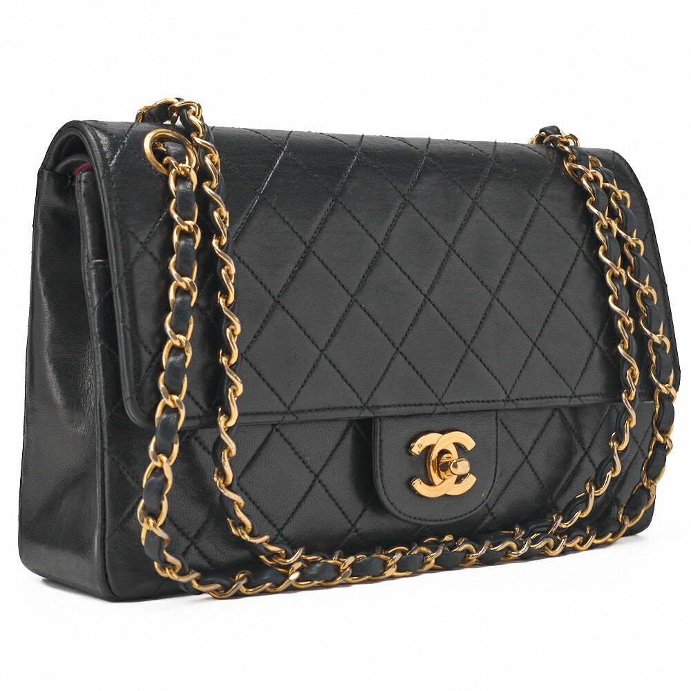 CHANEL Matelasse Turnlock Straight Flap Chain Shoulder Lambskin Black Gold-Tone Hardware, Pre-Owned