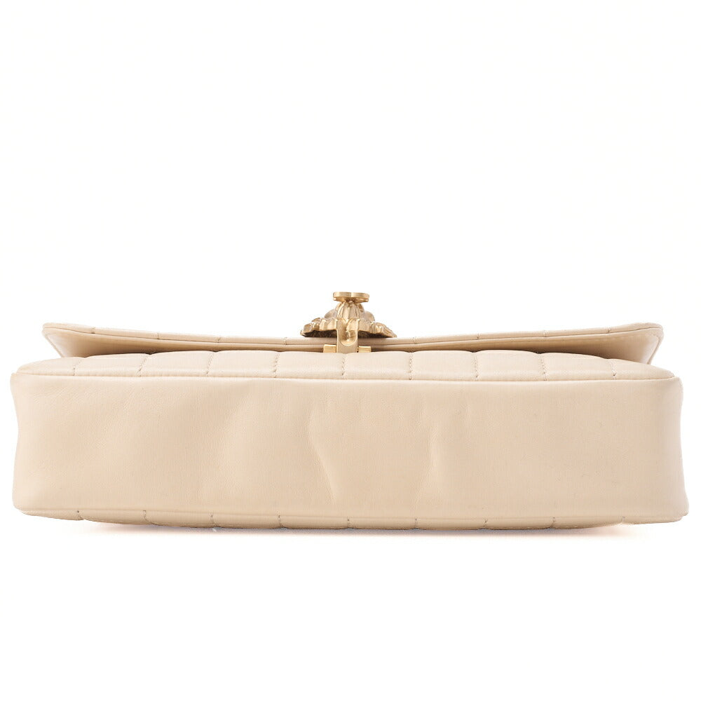 CHANEL Chanel Chocolate Bar Push Lock Lion Coco Chain Shoulder Lambskin Beige Gold-Tone Hardware, Pre-Owned