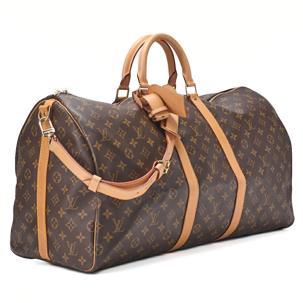 LOUIS VUITTON Louis Vuitton Monogram Keepol Handbag 55 Boston Bag Brown Gold-Tone Hardware, Pre-Owned