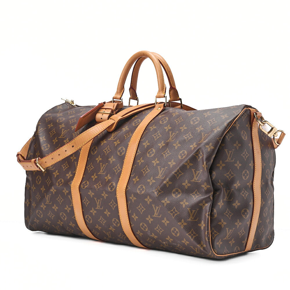 LOUIS VUITTON Louis Vuitton Monogram Keepol Handbag 55 Boston Bag Brown Gold-Tone Hardware, Pre-Owned