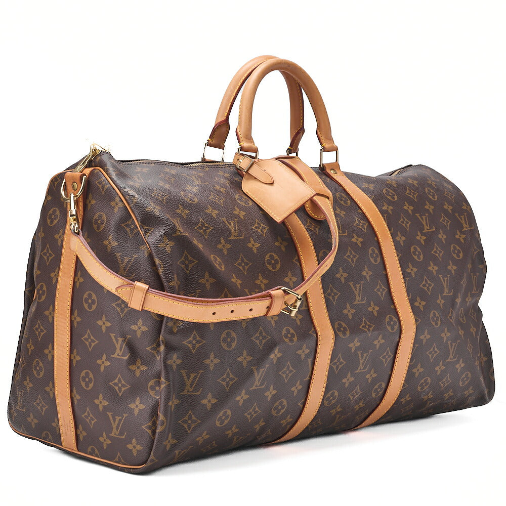 LOUIS VUITTON Louis Vuitton Monogram Keepol Handbag 55 Boston Bag Brown Gold-Tone Hardware, Pre-Owned