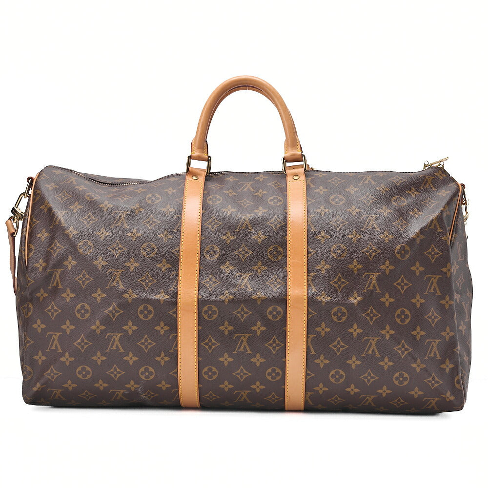 LOUIS VUITTON Louis Vuitton Monogram Keepol Handbag 55 Boston Bag Brown Gold-Tone Hardware, Pre-Owned