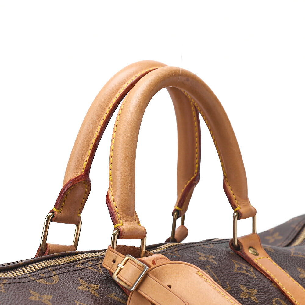 LOUIS VUITTON Louis Vuitton Monogram Keepol Handbag 55 Boston Bag Brown Gold-Tone Hardware, Pre-Owned