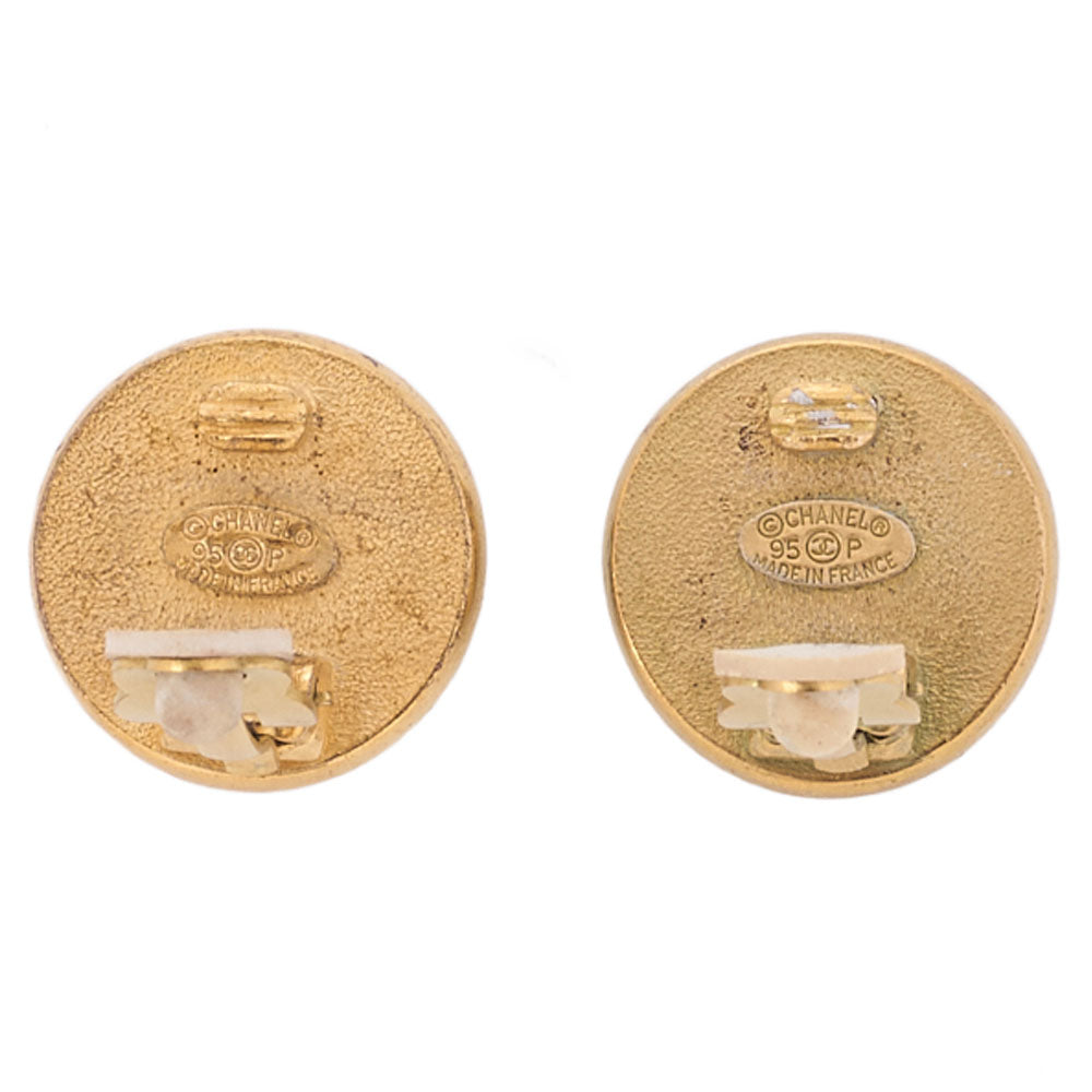 CHANEL Logomark Faux Pearl Earrings GP Gold Gold-Tone Hardware, Pre-Owned