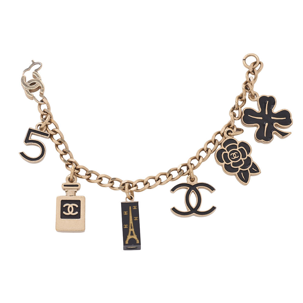 CHANEL Chanel Icon 05C Bracelet Gold x Black GP Gold-Tone Hardware, Pre-Owned
