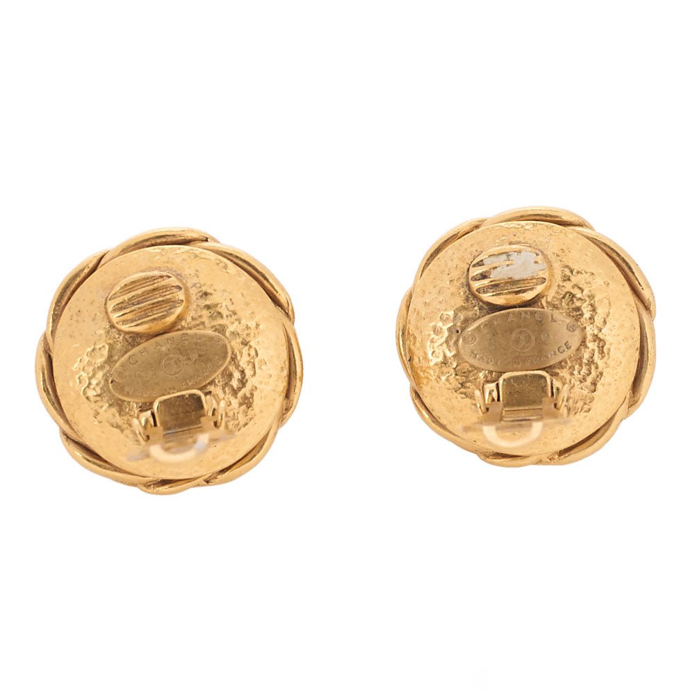 CHANEL Pearl Earrings Coco Mark Earrings GP x Faux Pearl Gold Gold-Tone Hardware, Pre-Owned