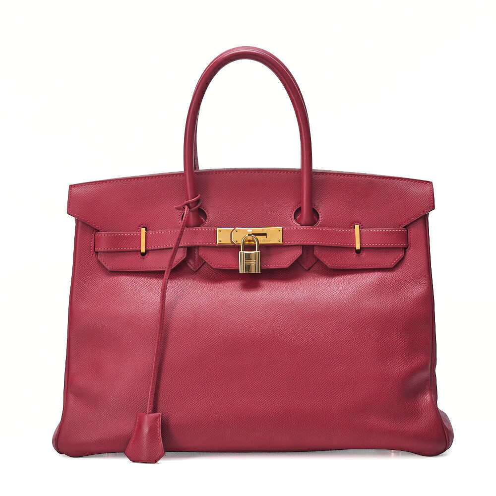 HERMES Birkin 35 Handbag Epson Rouge Casaque Gold-Tone Hardware, Pre-Owned