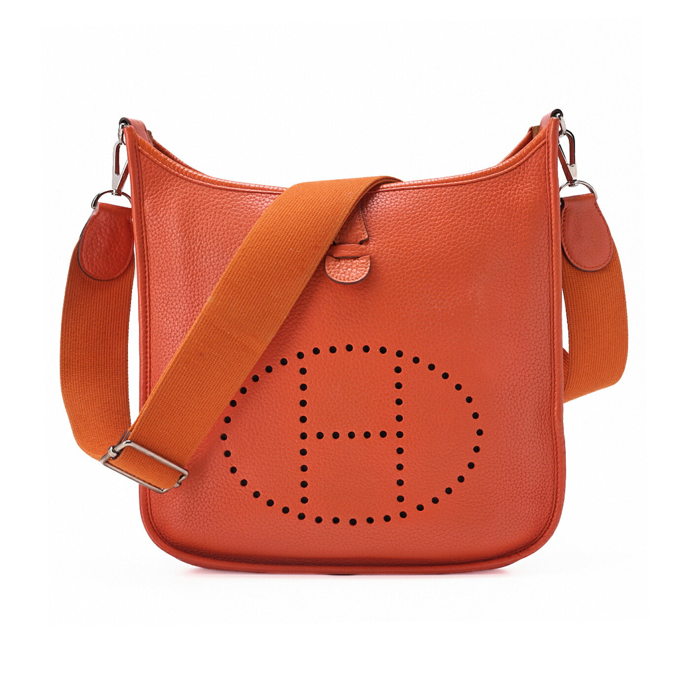 HERMES Evelyn PM 3 Trois Shoulder Bag Epson Orange Silver-Tone Hardware, Pre-Owned