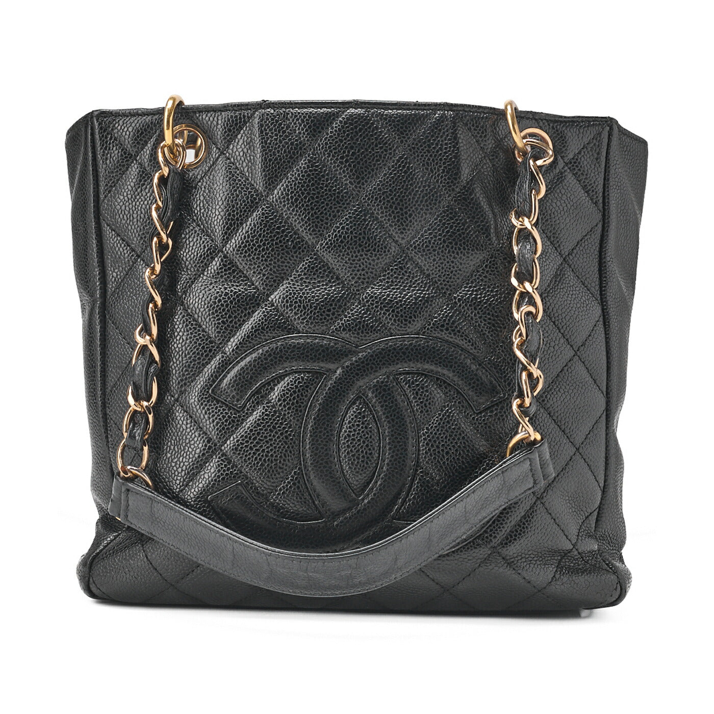 CHANEL Tote Bag Matlasse Caviar Skin Black Double Chain PST Gold-Tone Hardware, Pre-Owned