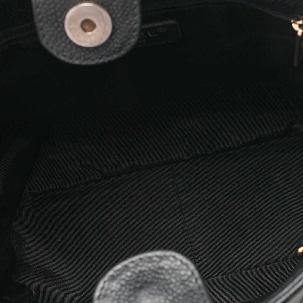 CHANEL Tote Bag Matlasse Caviar Skin Black Double Chain PST Gold-Tone Hardware, Pre-Owned