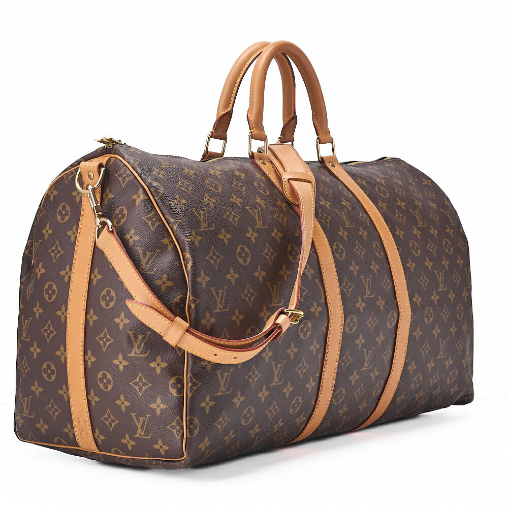 LOUIS VUITTON Louis Vuitton Monogram Keepol Bandouliere 55 Boston Bag Brown Gold-Tone Hardware, Pre-Owned