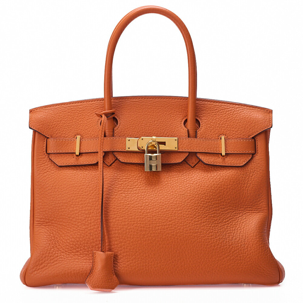 HERMES Birkin 35 Handbag Togo Orange Gold-Tone Hardware, Pre-Owned