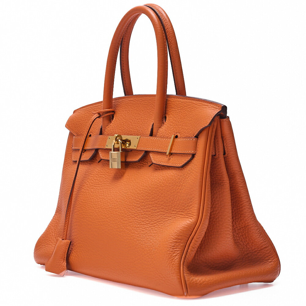HERMES Birkin 35 Handbag Togo Orange Gold-Tone Hardware, Pre-Owned