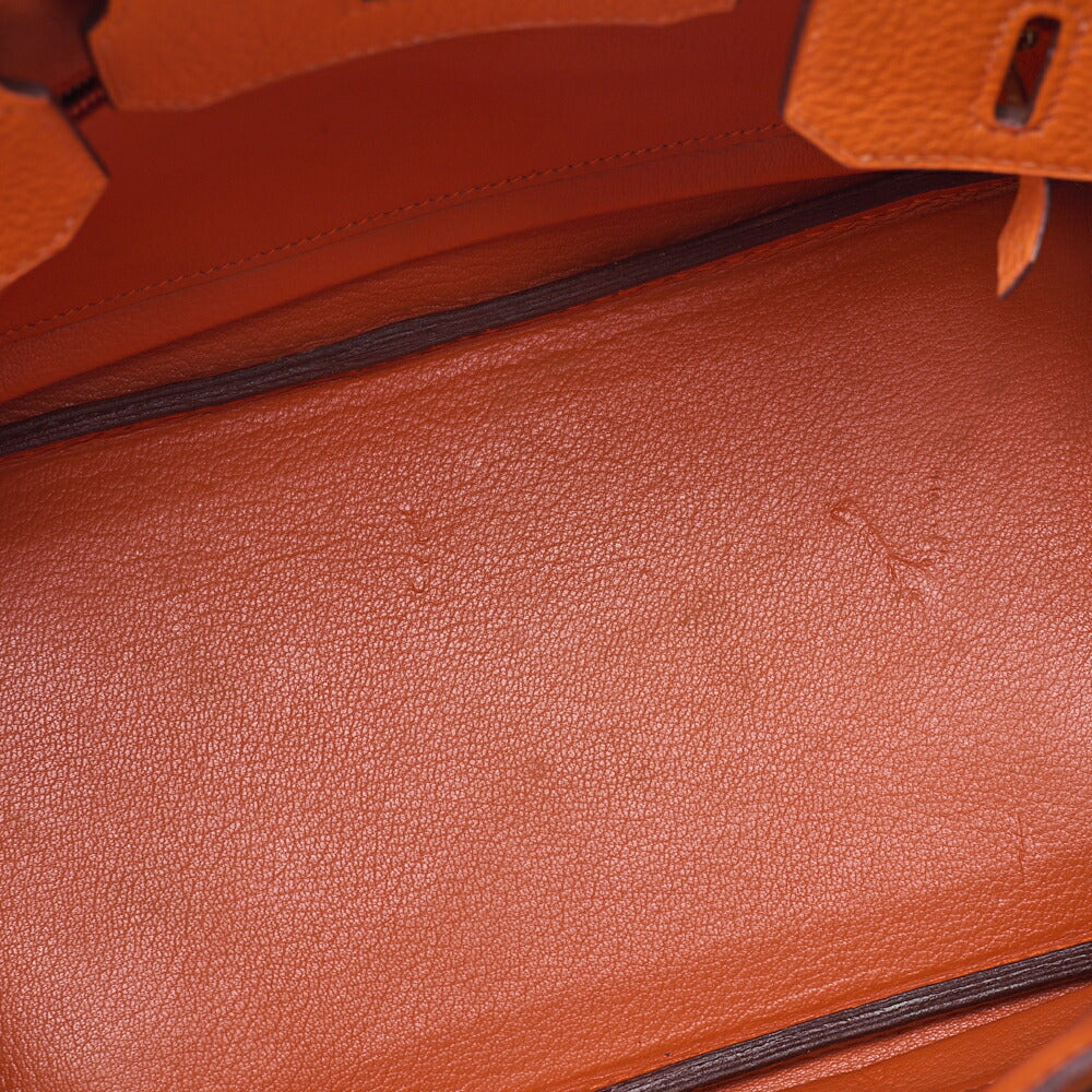 HERMES Birkin 35 Handbag Togo Orange Gold-Tone Hardware, Pre-Owned