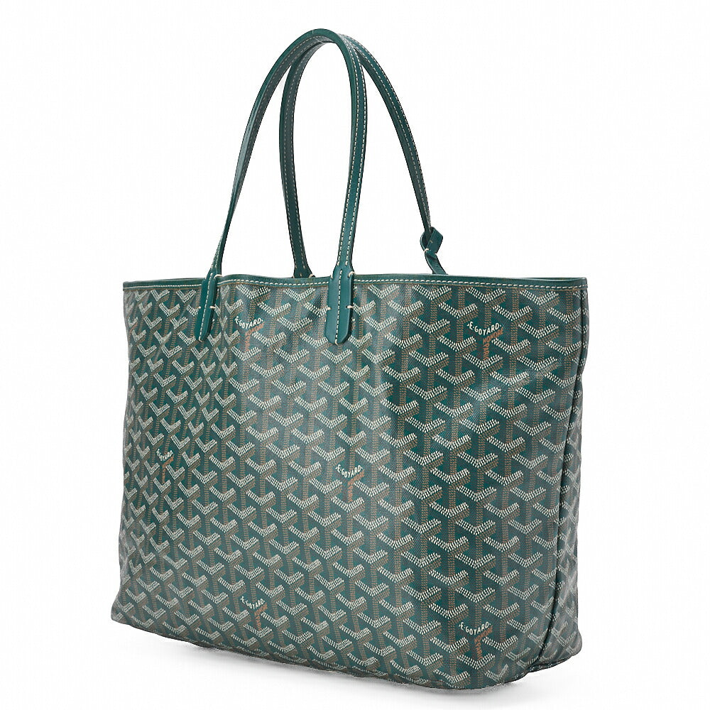 GOYARD Saint Louis PM Tote Bag Coated Canvas Green Silver-Tone Hardware, Pre-Owned