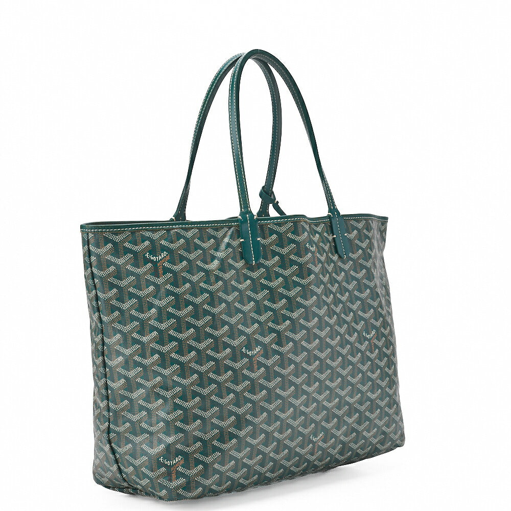 GOYARD Saint Louis PM Tote Bag Coated Canvas Green Silver-Tone Hardware, Pre-Owned