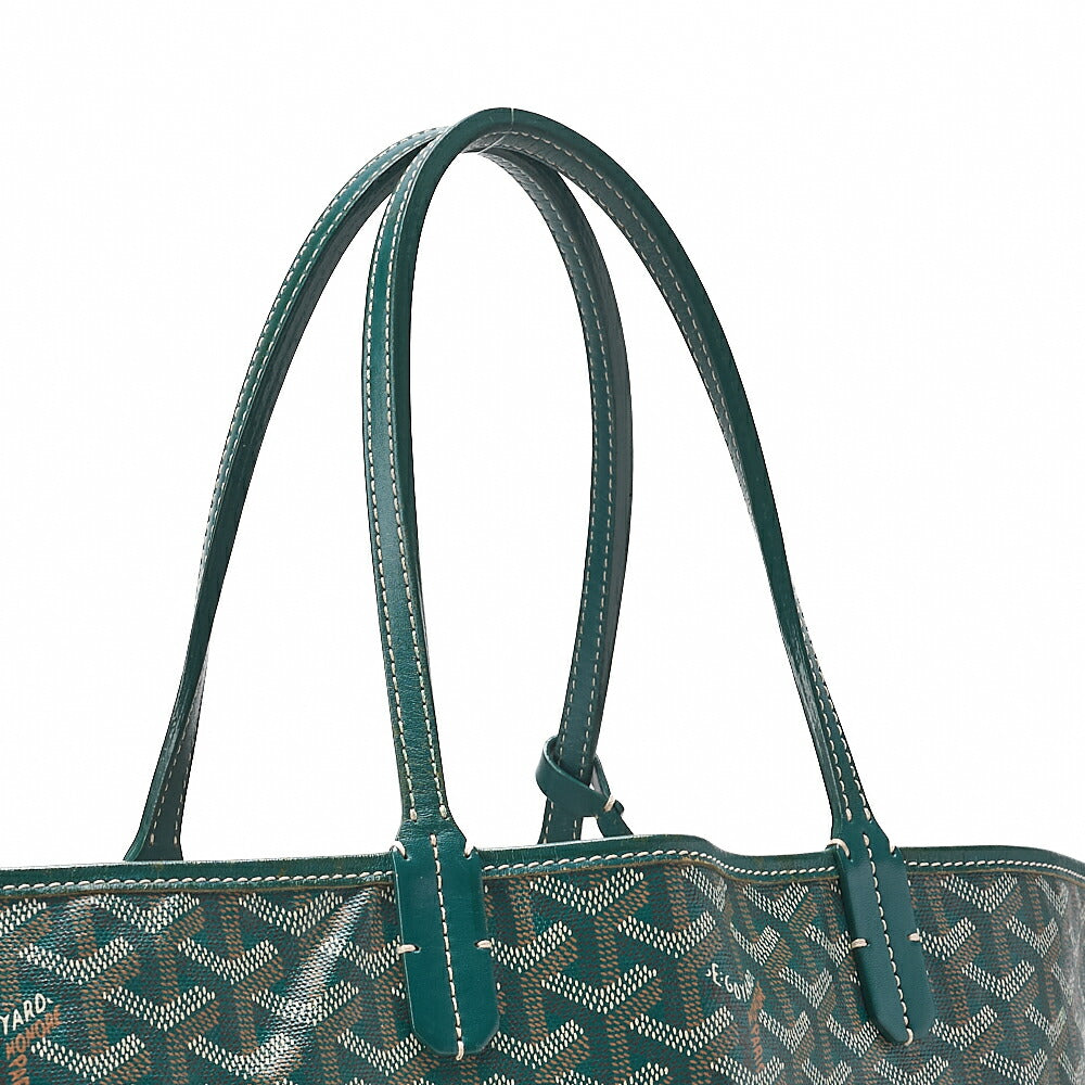 GOYARD Saint Louis PM Tote Bag Coated Canvas Green Silver-Tone Hardware, Pre-Owned