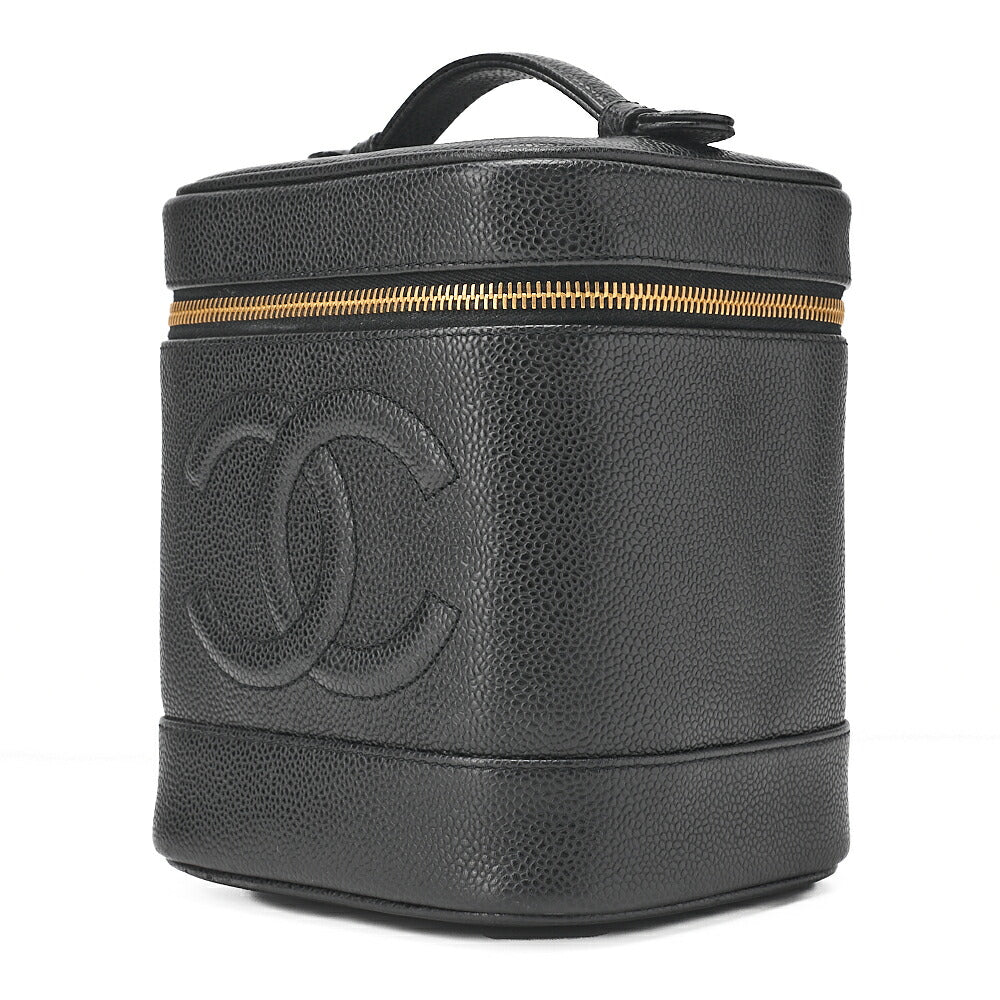 CHANEL Cocomark Vanity Handbag Caviar Skin Black Gold-Tone Hardware, Pre-Owned