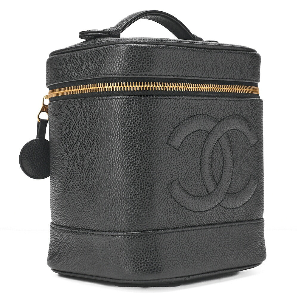 CHANEL Cocomark Vanity Handbag Caviar Skin Black Gold-Tone Hardware, Pre-Owned
