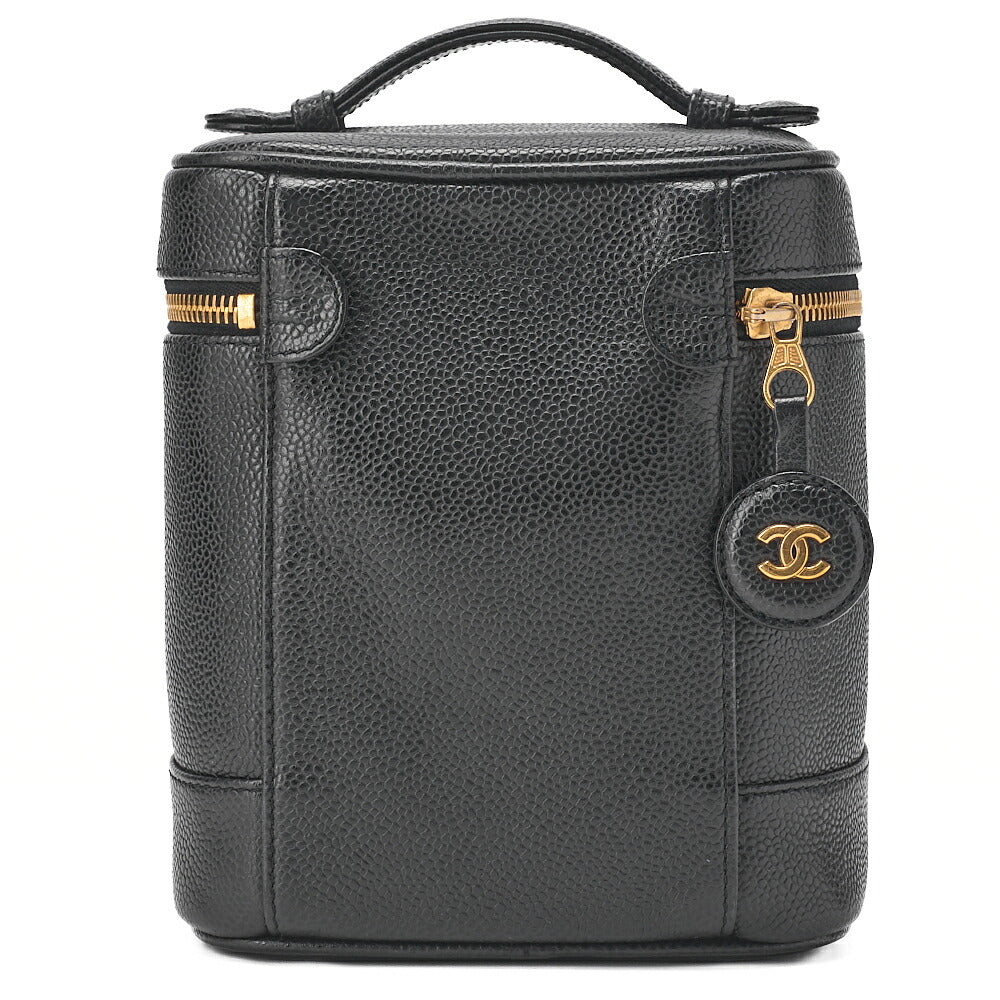 CHANEL Cocomark Vanity Handbag Caviar Skin Black Gold-Tone Hardware, Pre-Owned