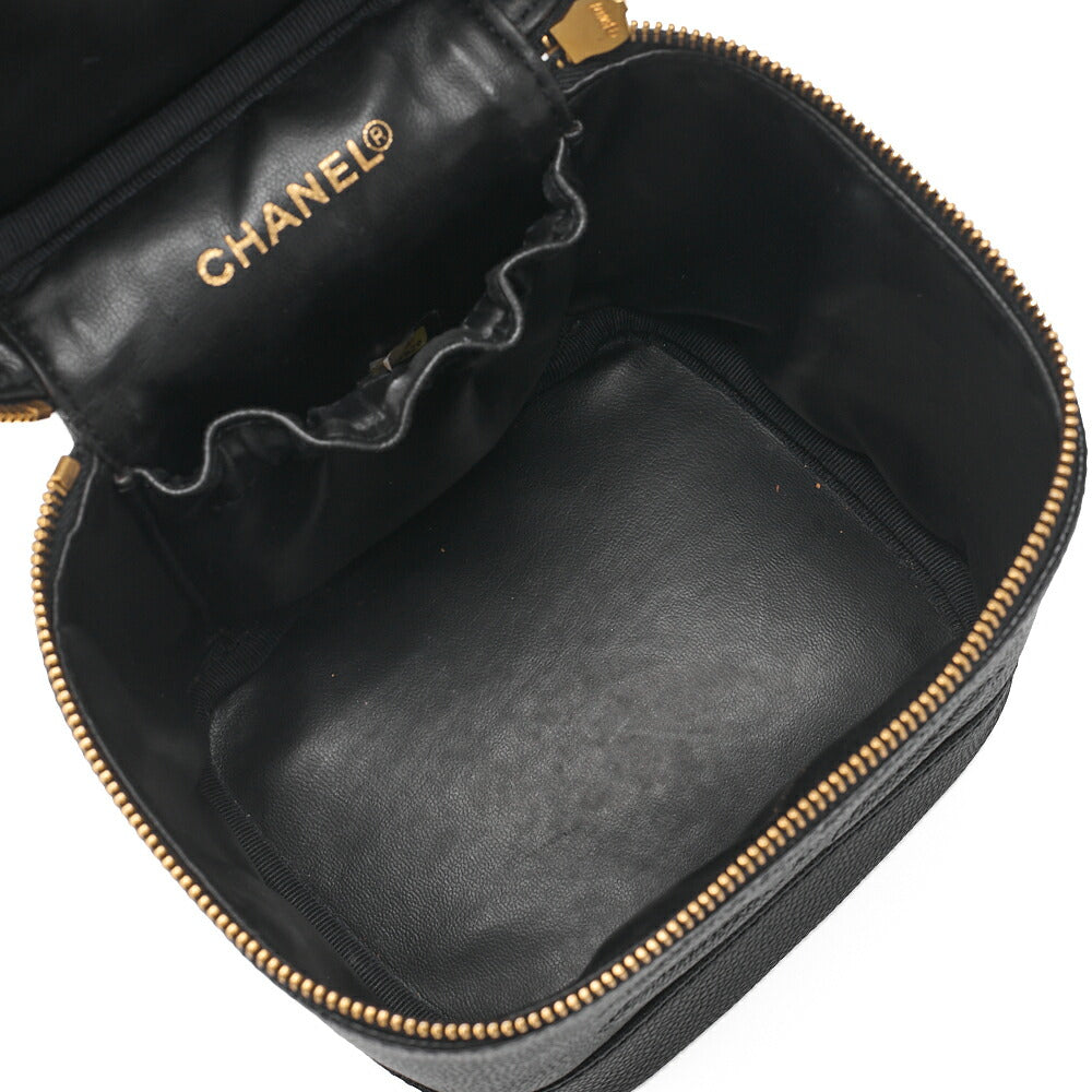 CHANEL Cocomark Vanity Handbag Caviar Skin Black Gold-Tone Hardware, Pre-Owned