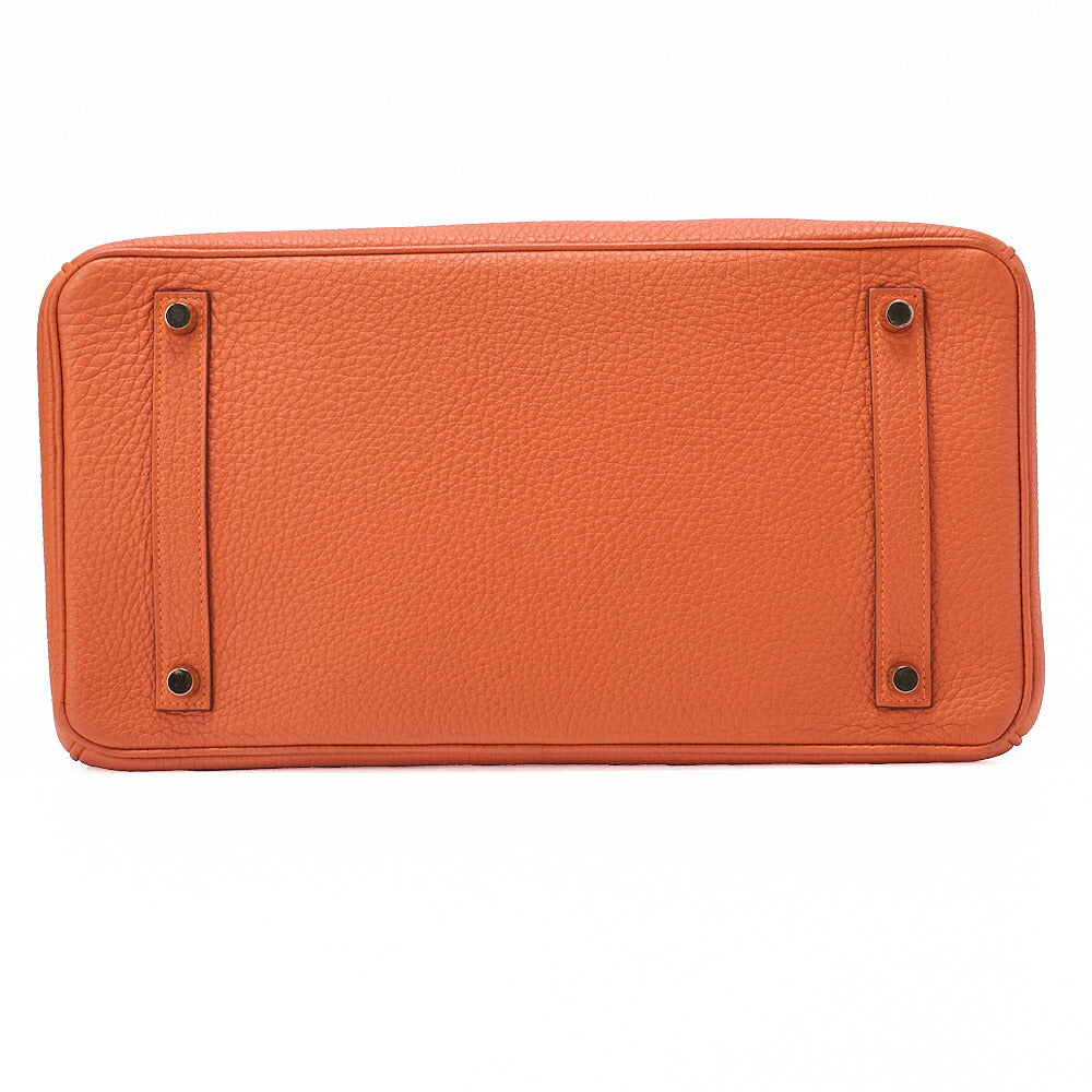 HERMES Birkin 30 Handbag Tryon Clemence Orange Gold-Tone Hardware, Pre-Owned