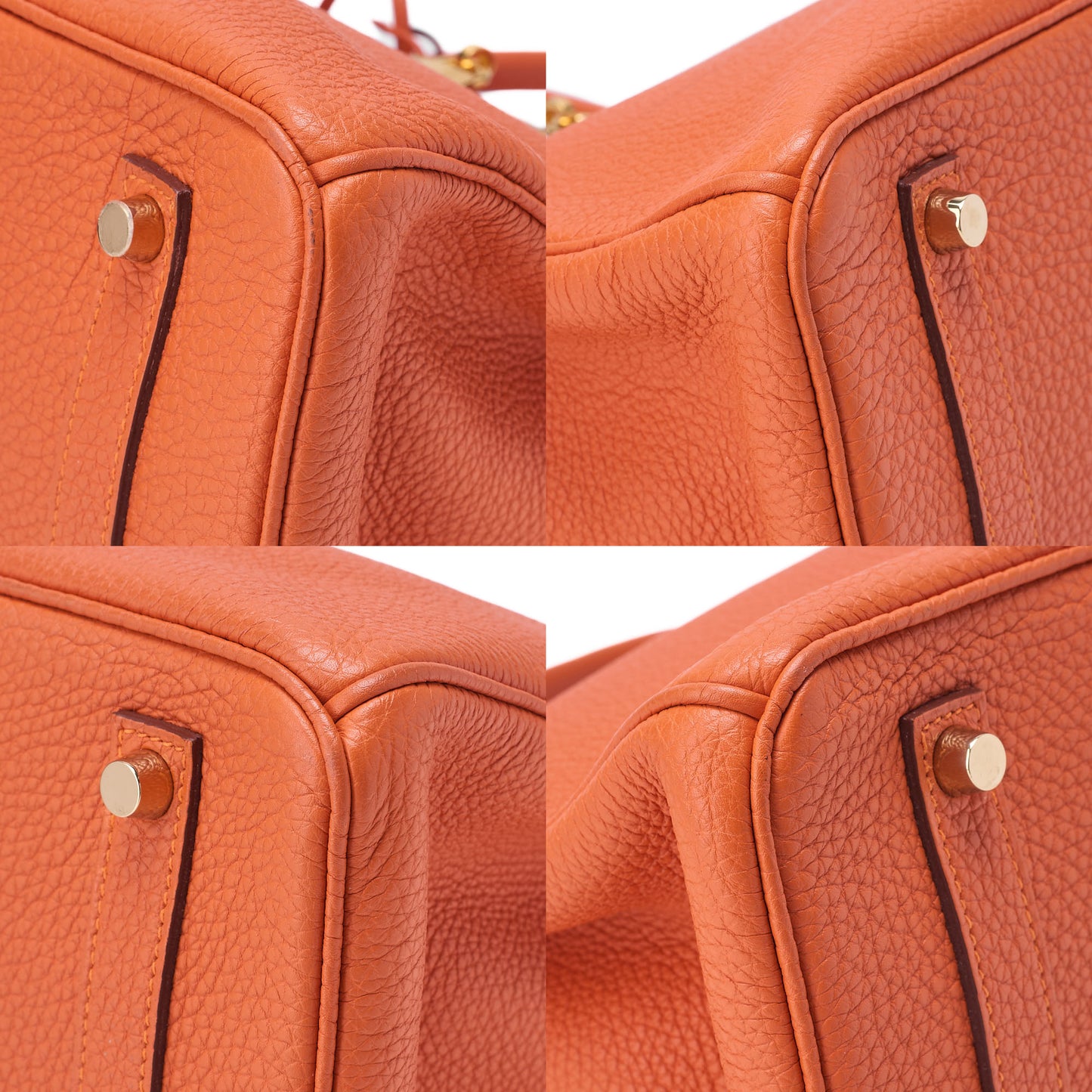 HERMES Birkin 30 Handbag Tryon Clemence Orange Gold-Tone Hardware, Pre-Owned