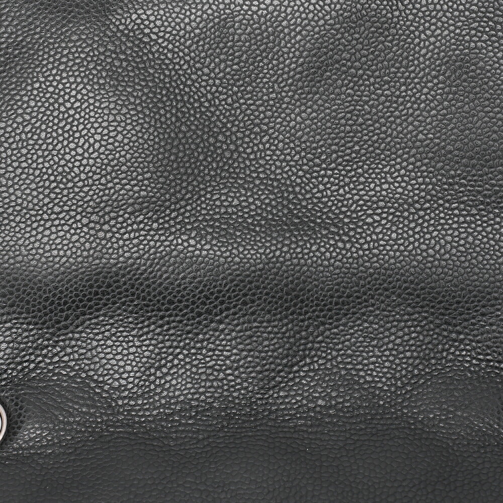 CHANEL Chain Shoulder Bag Deca Matelasse 30cm Single Flap Caviar Skin Black Silver-Tone Hardware, Pre-Owned