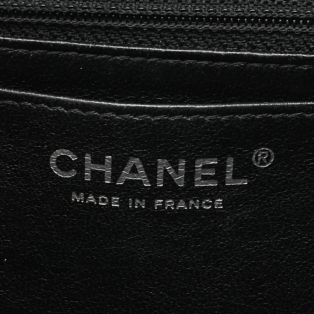 CHANEL Chain Shoulder Bag Deca Matelasse 30cm Single Flap Caviar Skin Black Silver-Tone Hardware, Pre-Owned