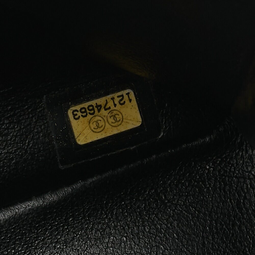 CHANEL Chain Shoulder Bag Deca Matelasse 30cm Single Flap Caviar Skin Black Silver-Tone Hardware, Pre-Owned