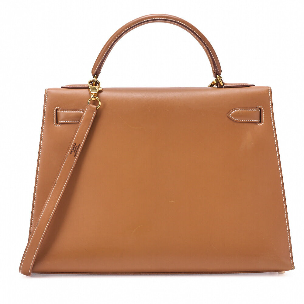 HERMES Kelly 32 Handbag Valenia External Stitching 2way Gold-Tone Hardware, Pre-Owned