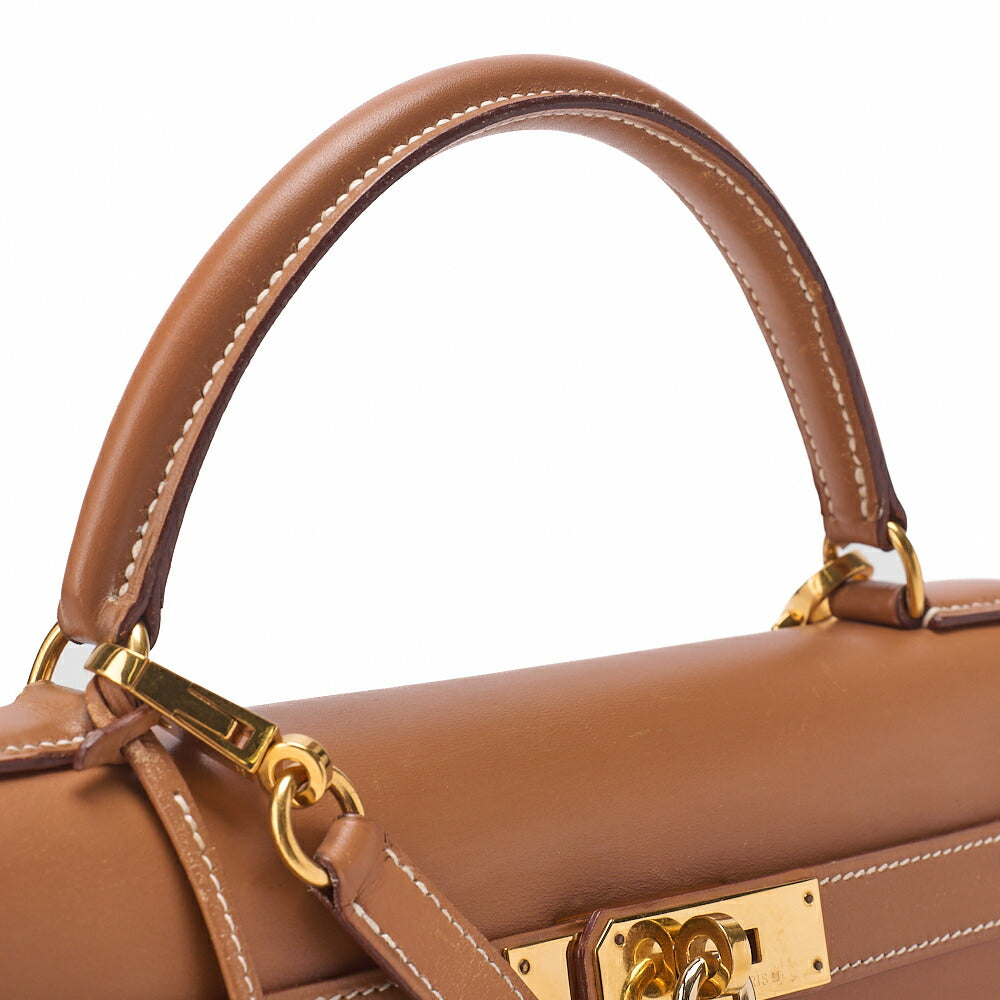 HERMES Kelly 32 Handbag Valenia External Stitching 2way Gold-Tone Hardware, Pre-Owned