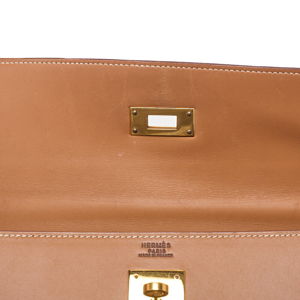 HERMES Kelly 32 Handbag Valenia External Stitching 2way Gold-Tone Hardware, Pre-Owned