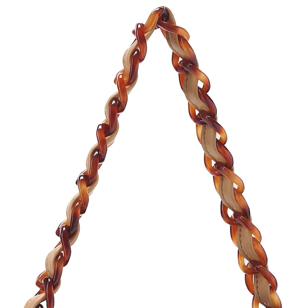 CHANEL Shoulder Bag Matelasse Lambskin Tortoiseshell Plastic Chain Shoulder Beige Gold-Tone Hardware, Pre-Owned