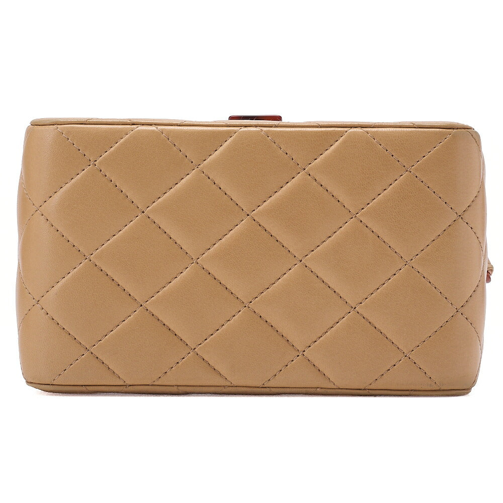 CHANEL Shoulder Bag Matelasse Lambskin Tortoiseshell Plastic Chain Shoulder Beige Gold-Tone Hardware, Pre-Owned