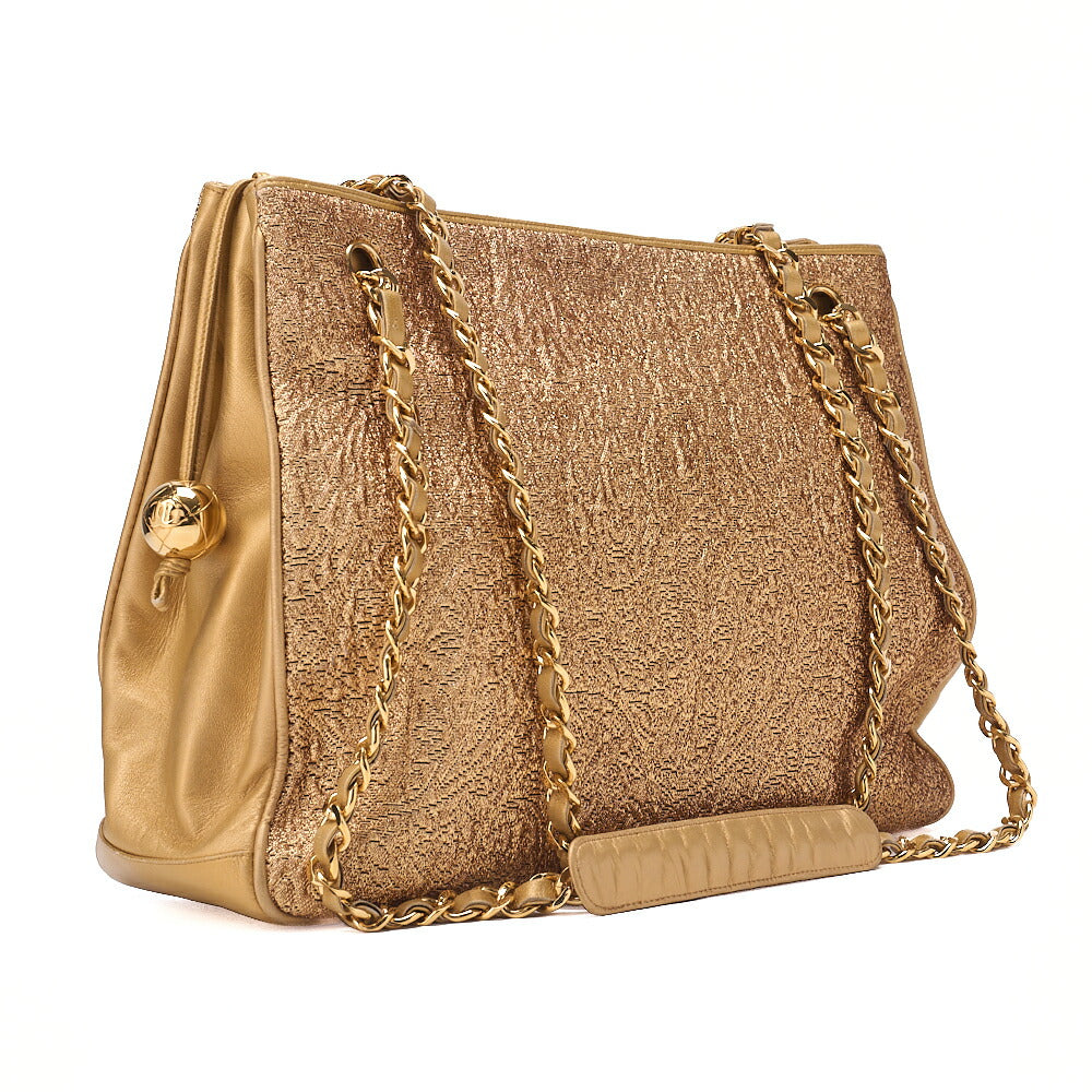 CHANEL Chain Shoulder Bag Matelasse Ball Charm Lace x Lambskin Gold-Tone Hardware, Pre-Owned