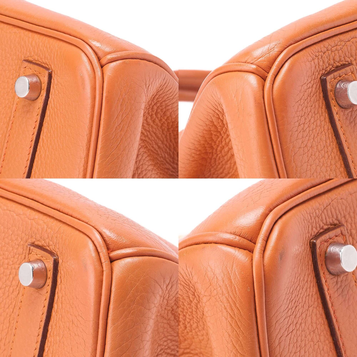 HERMES Birkin 35 Handbag Tryon Orange Silver-Tone Hardware, Pre-Owned