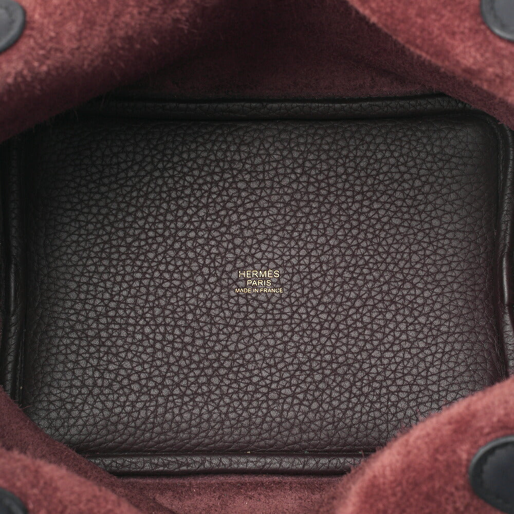 HERMES Picotan Lock PM Handbag Tryon Clemence x Swift Havane Gold-Tone Hardware, Pre-Owned