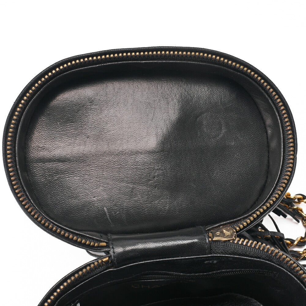 CHANEL Coco Mark Fringe Bucket Shape Chain Shoulder Lambskin Black Gold-Tone Hardware, Pre-Owned