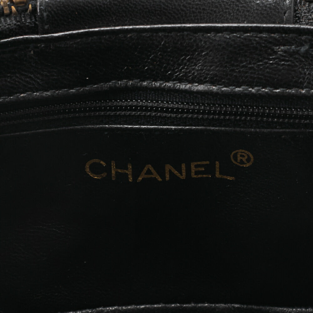 CHANEL Coco Mark Fringe Bucket Shape Chain Shoulder Lambskin Black Gold-Tone Hardware, Pre-Owned