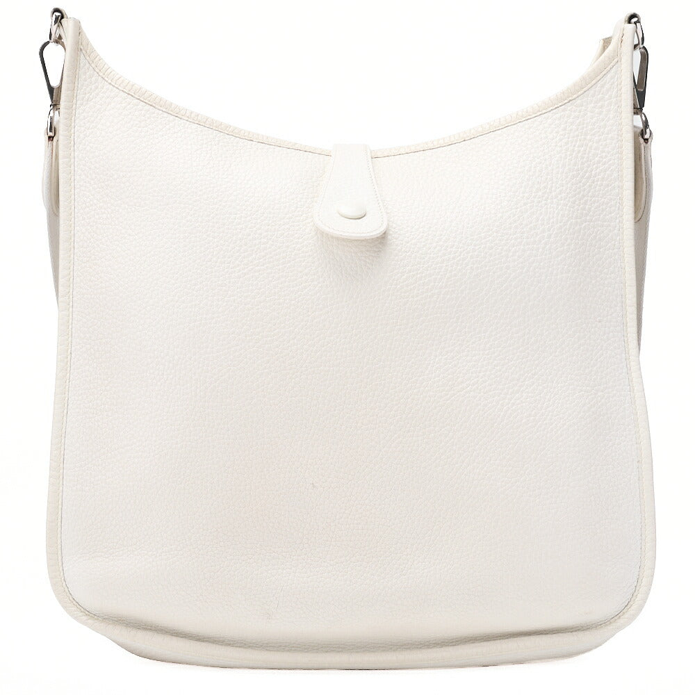 HERMES Evelyn PM Shoulder Bag Trion Clemence White Silver-Tone Hardware, Pre-Owned