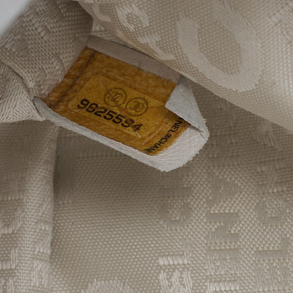 CHANEL Matelasse Bicolore Push Lock Chain Shoulder Leather x Cotton White Silver-Tone Hardware, Pre-Owned