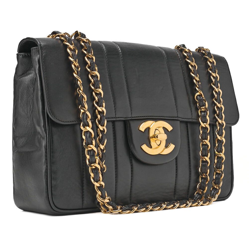 CHANEL Chain Shoulder Bag Mademoiselle Turnlock Lambskin Black Gold-Tone Hardware, Pre-Owned