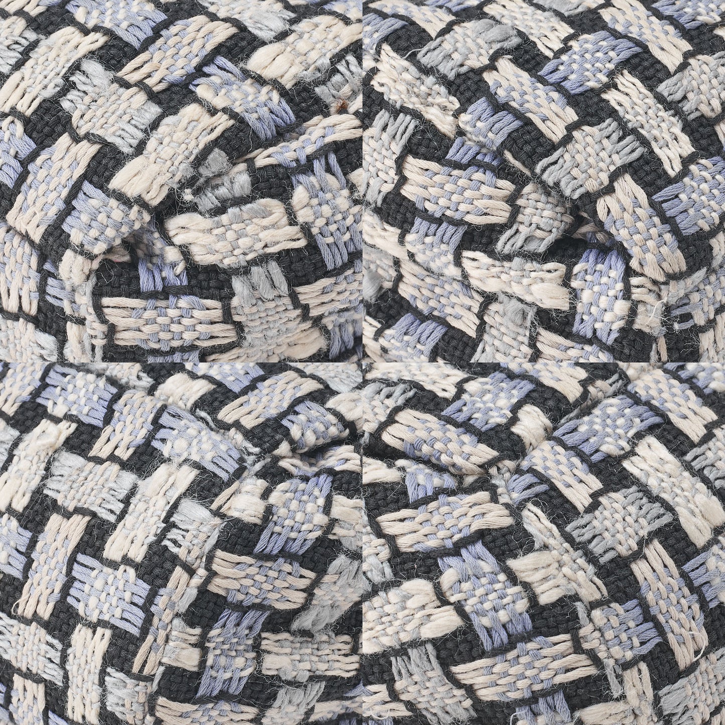 CHANEL Matelasse Bicolore Push Lock Chain Shoulder Leather x Cotton White Silver-Tone Hardware, Pre-Owned