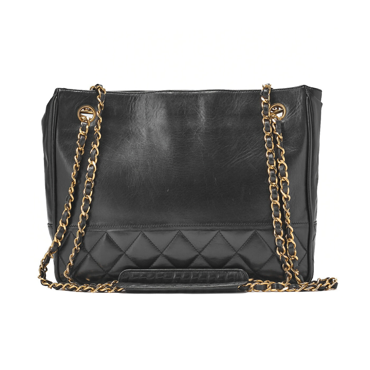 CHANEL Chain Shoulder Bag Matelasse Calfskin Black Gold-Tone Hardware, Pre-Owned